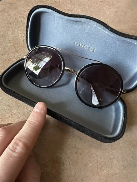 Gucci GG0061S 56 Grey & Gold Sunglasses.